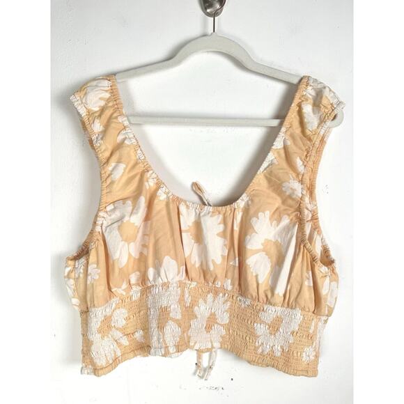 American Eagle Women’s Peach Bohemian Floral Peasant Cottagecore Crop Top XXL - Picture 2 of 11